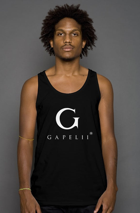 Gapelii Cotton Tank Top Black (Logo White)
