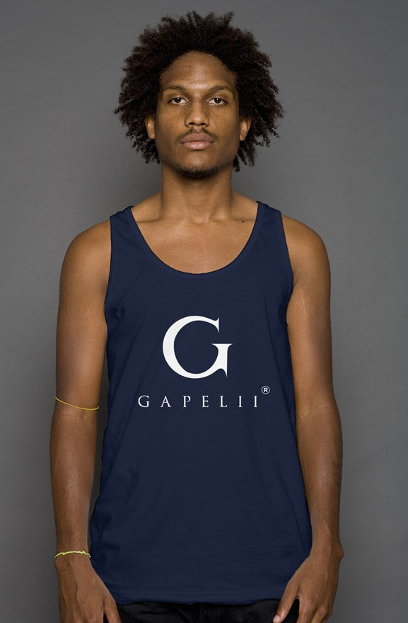 Gapelii Cotton Tank Top Navy (Logo White)